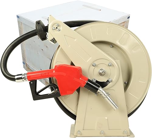 Carrete de manguera de combustible diésel retráctil de 1 pulgada x 50 pies, impulsado por resorte, rebobinado giratorio automático, industrial,