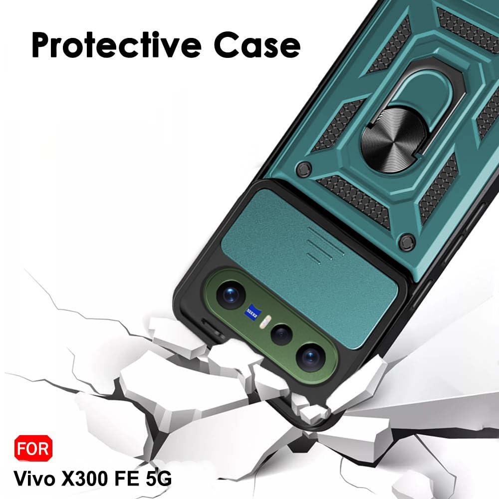 TheGiftKart Tough Armor Bumper Back Cover Case for Vivo X300 FE 5G | Kickstand & Ring Holder | 360 Degree Protection Back Case Cover for Vivo X300 FE 5G (PC & TPU, Rotating Camera Cover, Green) — Amazon image 7