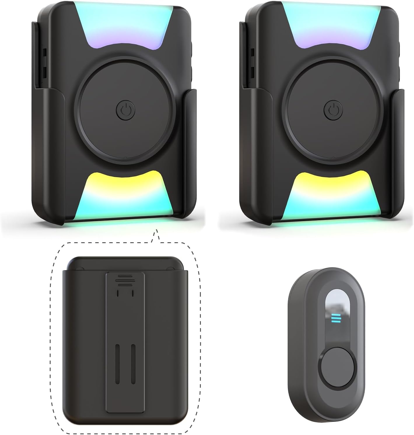 CallToU Sonnette pour malentendants avec vibration et lumière, alimentée par piles | Sonnette portable pour personnes sourdes, récepteur sans fil alimenté par batterie, 110 dB, 4 modes