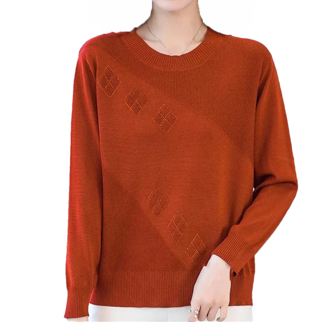 Maglione da donna lavorato a maglia con scollo rotondo allentato sottile pullover in stile occidentale