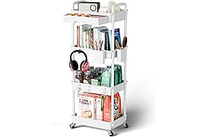 4 Tier Narrow Rolling Cart Organizer