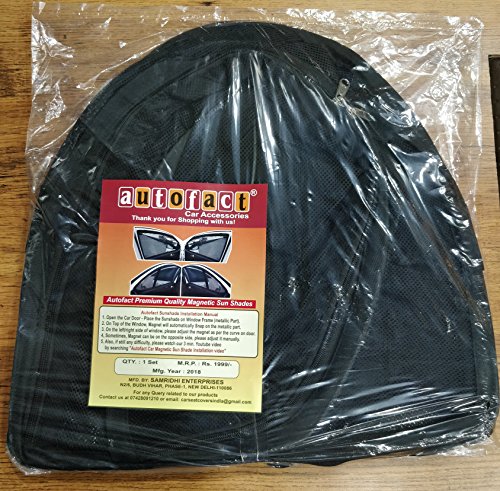 Image of Autofact Magnetic Car Sunshades Compatible with Maruti Alto 800 (Set of 4) - Easy Installation, UV Protection, Keeps Car Cool (Front 2 Half-Cut for Side Mirror Visibility, Rear 2 with Zippers)