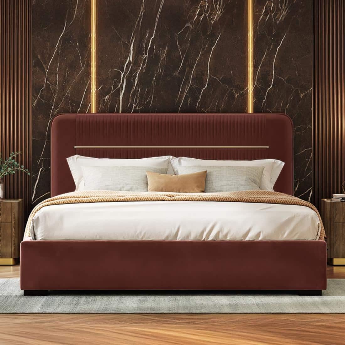 Urban Ladder Milan Queen Size Bed for Bedroom | Hydraulic Storage | High Density Block Board | Velvet Colour Finish-image-7