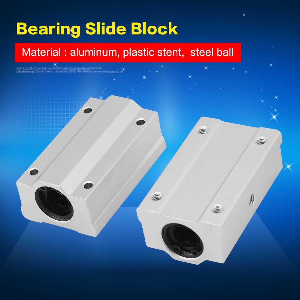 Respicefinem 2 Pieces 12mm SCS12LUU Aluminum Linear Motion Ball Bearing Slide Block High Precision Low Friction for CNC Printing and Industrial Machinery