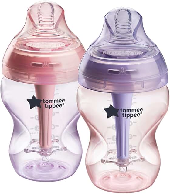 Tommee Tippee Advanced Anti-Colic 9 oz BPA Free Baby Bottles, Newborn 0+ Months, Slow Flow Breast-Like Nipple, Unique Desi...
