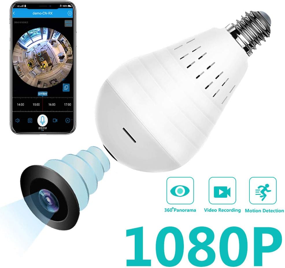 Light Bulb Camera, Include 32GB Card 960P WiFi Security Camera, HD Wireles IP LED Cam,Indoor/Outdoor Home Surveillance Cameras, Motion Detection, Night Vision (Light Bulb Camera Include 32GB Card)
