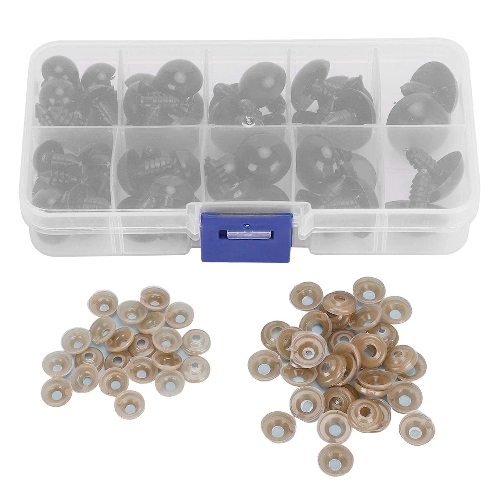 BABAUUSafety Eyes with Washers, Small Plastic Craft Doll Eyes Black Craft Eyes Crochet Eyes Animal Eyes for Soft Toy Making DIY Crafts, 12-20mm