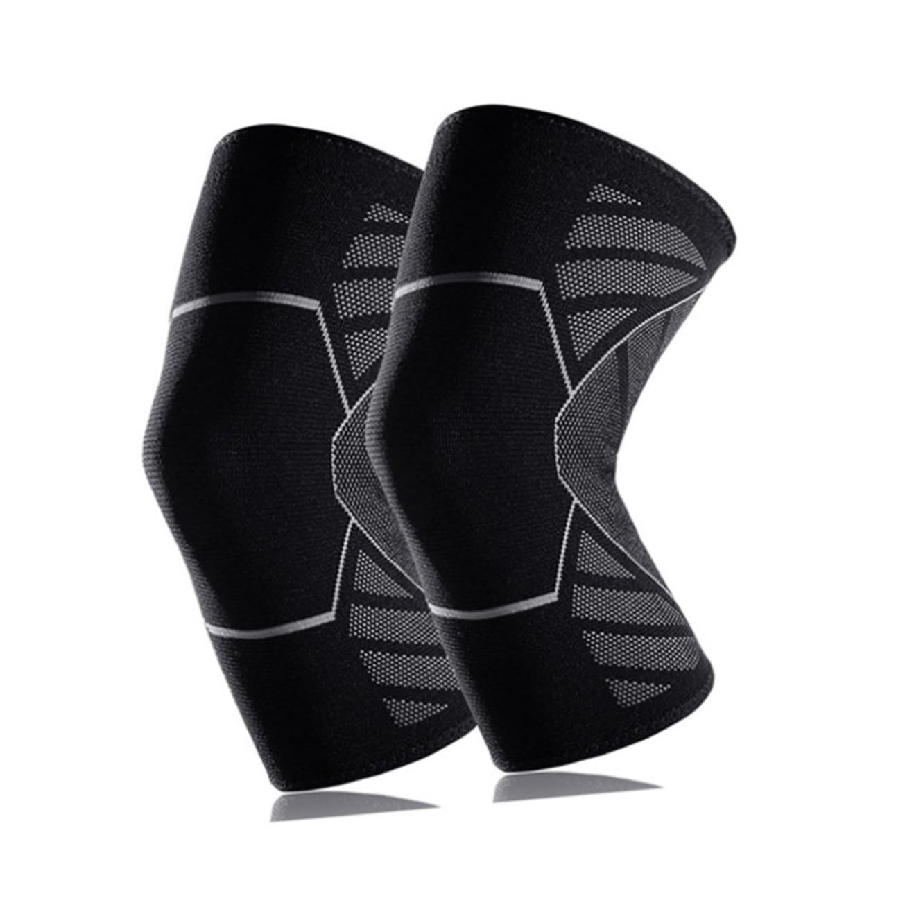 IWOWHERO Sports Brace for Running Basketball Anti-Slip Knee Pads Leg Brace Sleeves Protection Sleeve Pads (Size l Grey)