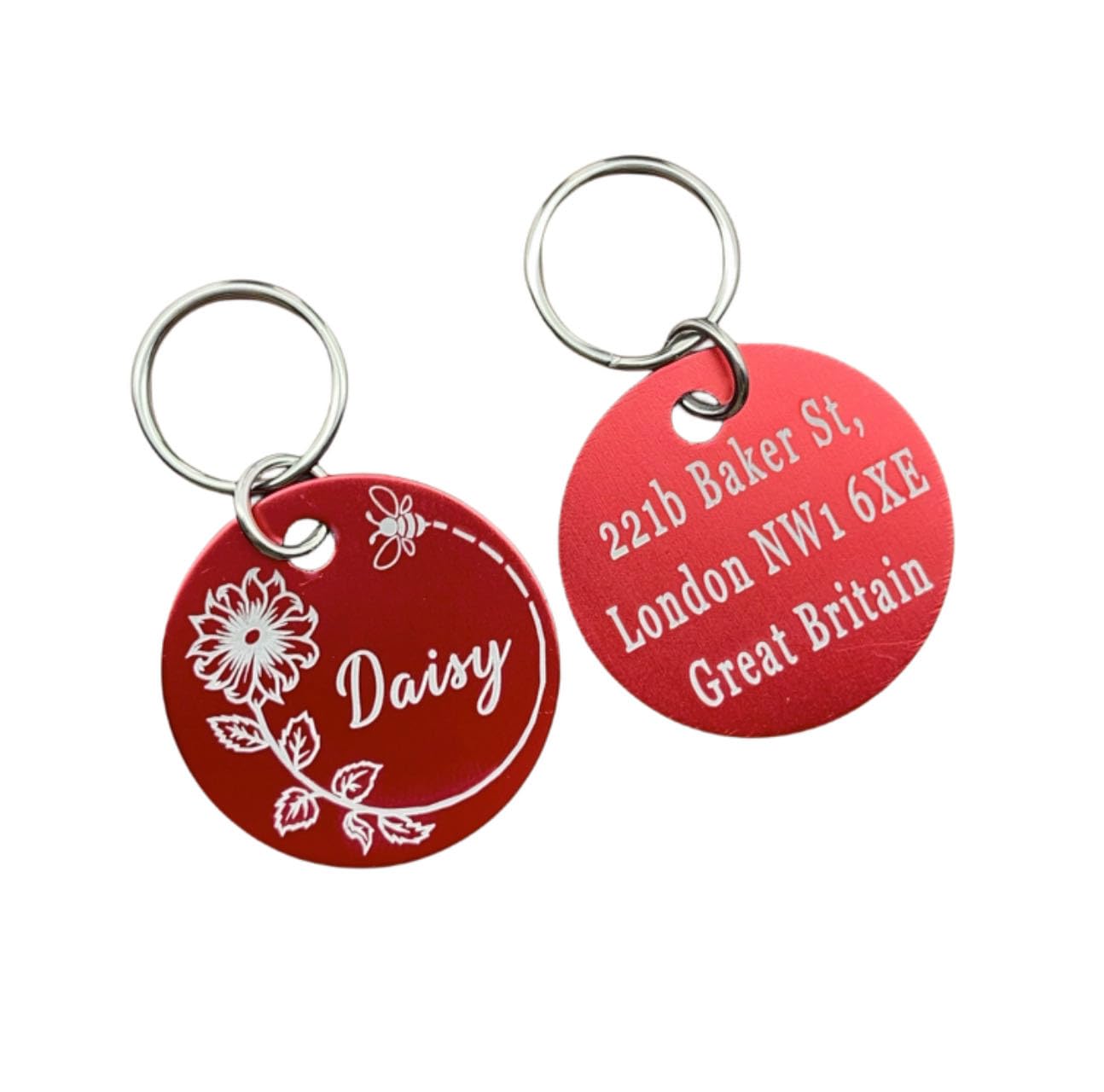 Dog Cat ID Tags in 10 Colors, PAWTOGRAPHIZE - Personalized Dog and Cat Tags with Designs and 4 Lines of Customized Text on Back