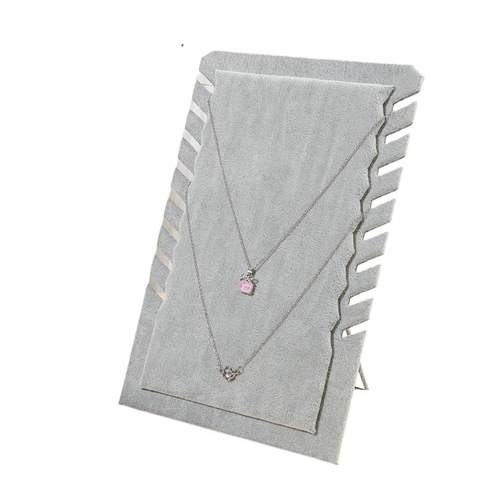 CJHFR472SG Jewelry Organizer Stands Velvet Necklace Display Stand with T-Bar for Necklaces Pendants Boutique Showcase Jewelry Display Stand(Gris)