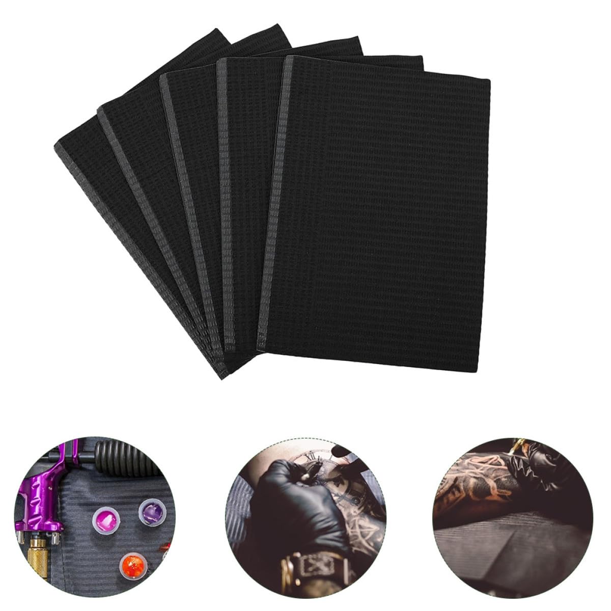 Lurrose 125 Tovagliette Monouso per Manicure in Carta Nera, Tappetino Assorbente per Nail Art Professionale, Protezione Igienica per Tavolo Unghie e Saloni di Bellezza