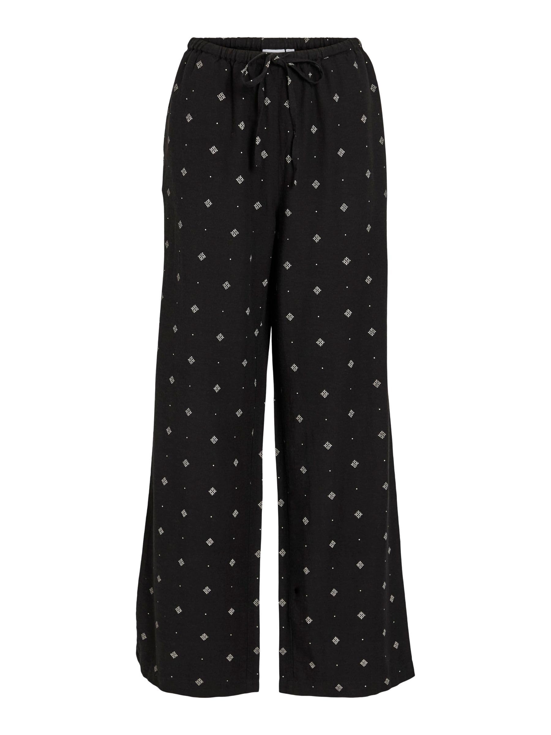 Vila Viprisilla Print Rw Pants, Black Beauty, 14