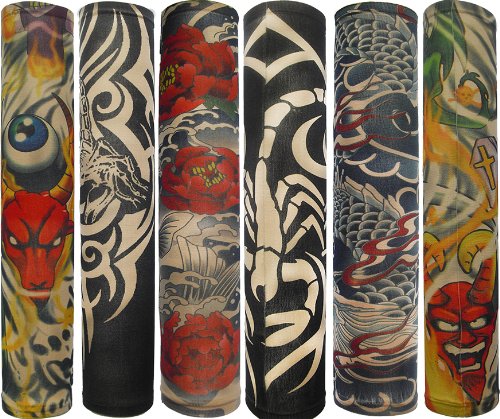 Efivs Arts Temporary Fake Tattoo Arm Sleeves Slip on Dragon Koi Ghost Artwork Costume Stretch Nylon Men Women - 6 Pcs (Color D) by Efivs Arts