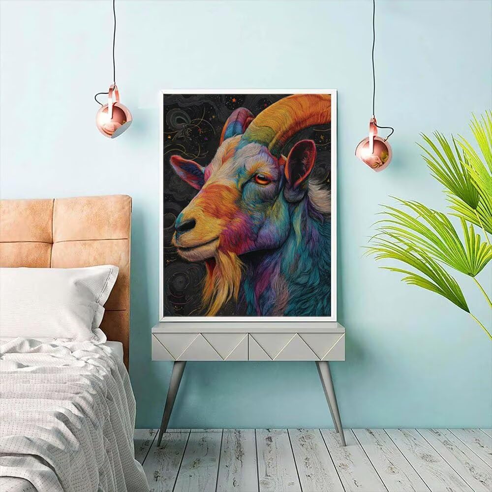 Malarstwo diamentowe, dla dorosłych, obrazy ze znakiem zodiaku, owiec, zestaw do samodzielnego wykonania, mozaika dla początkujących, dzieci, zestaw do majsterkowania, relaks, dekoracja ścienna, 80 x