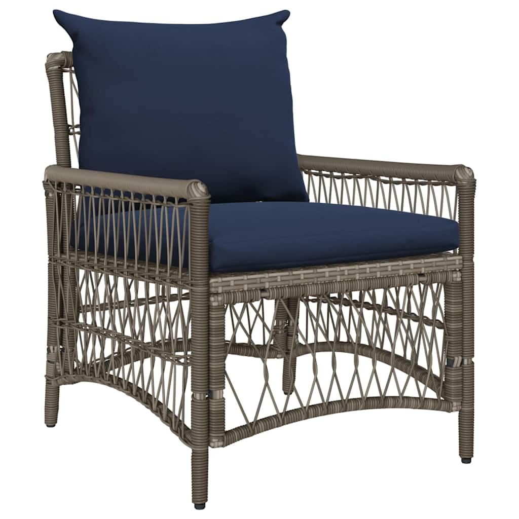Générique Krzesło ogrodowe Polyrattan Szary 73 x 61 x 77 cm | Z poduszką zewnętrzną, stalowa rama malowana proszkowo, wygodne siedzisko, ergonomiczna konstrukcja