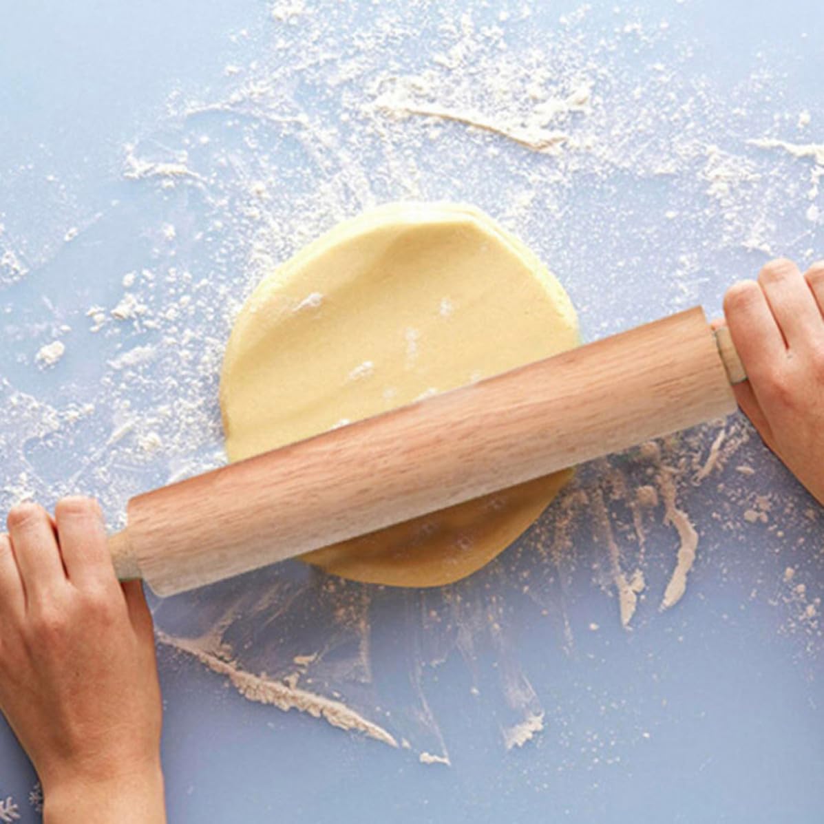 2 Stück Unbemaltes Wachsfreies Nudelholz mit Komfortgriff und Rostfreien Lagern zum Backen und Ausrollen von Teig und Fondant