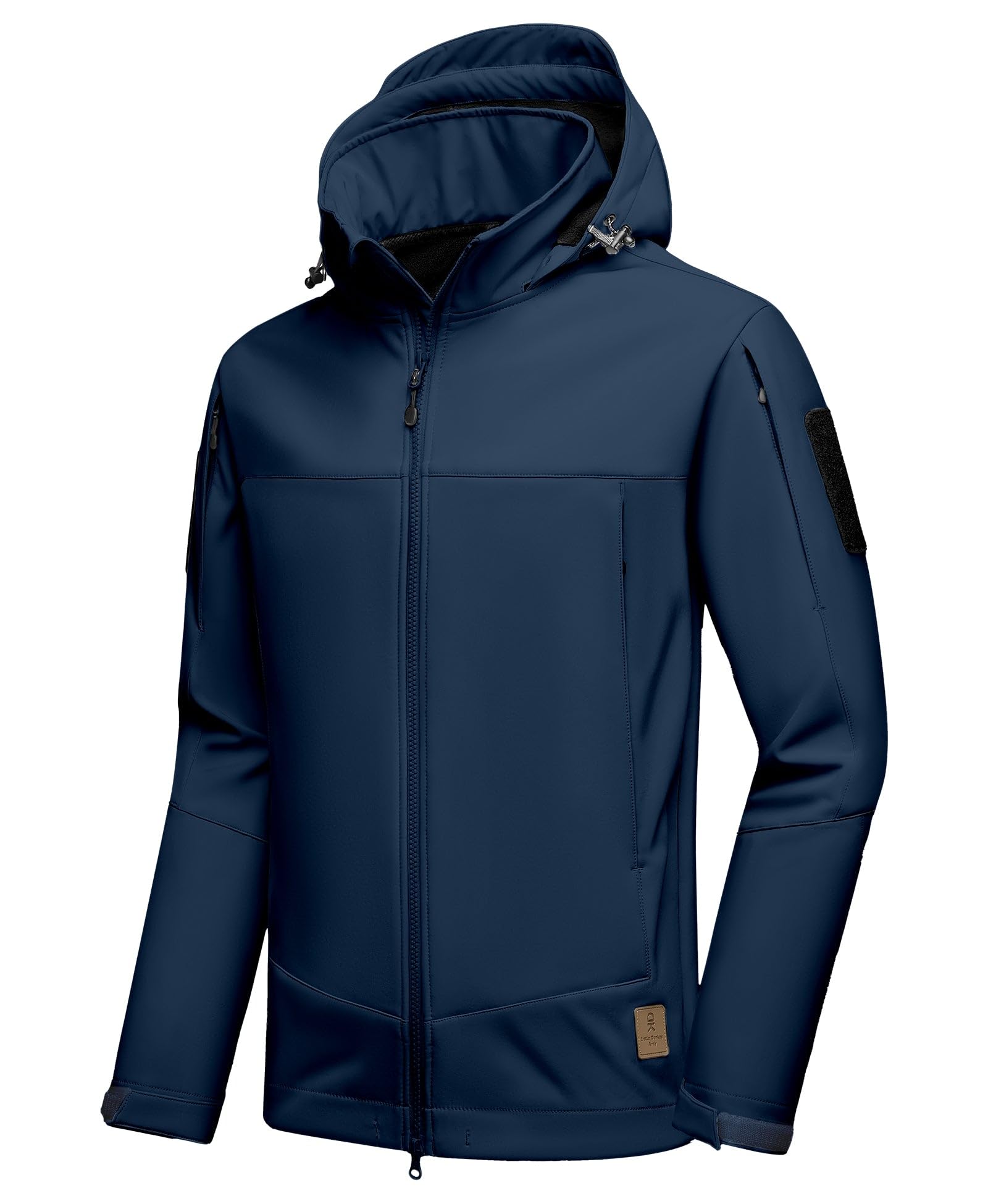 Little Donkey Andy Men's Softshell Jacket Hooded Light Waterproof Tactical Jacket Fleece Windbreaker Jackets with 8 Pockets