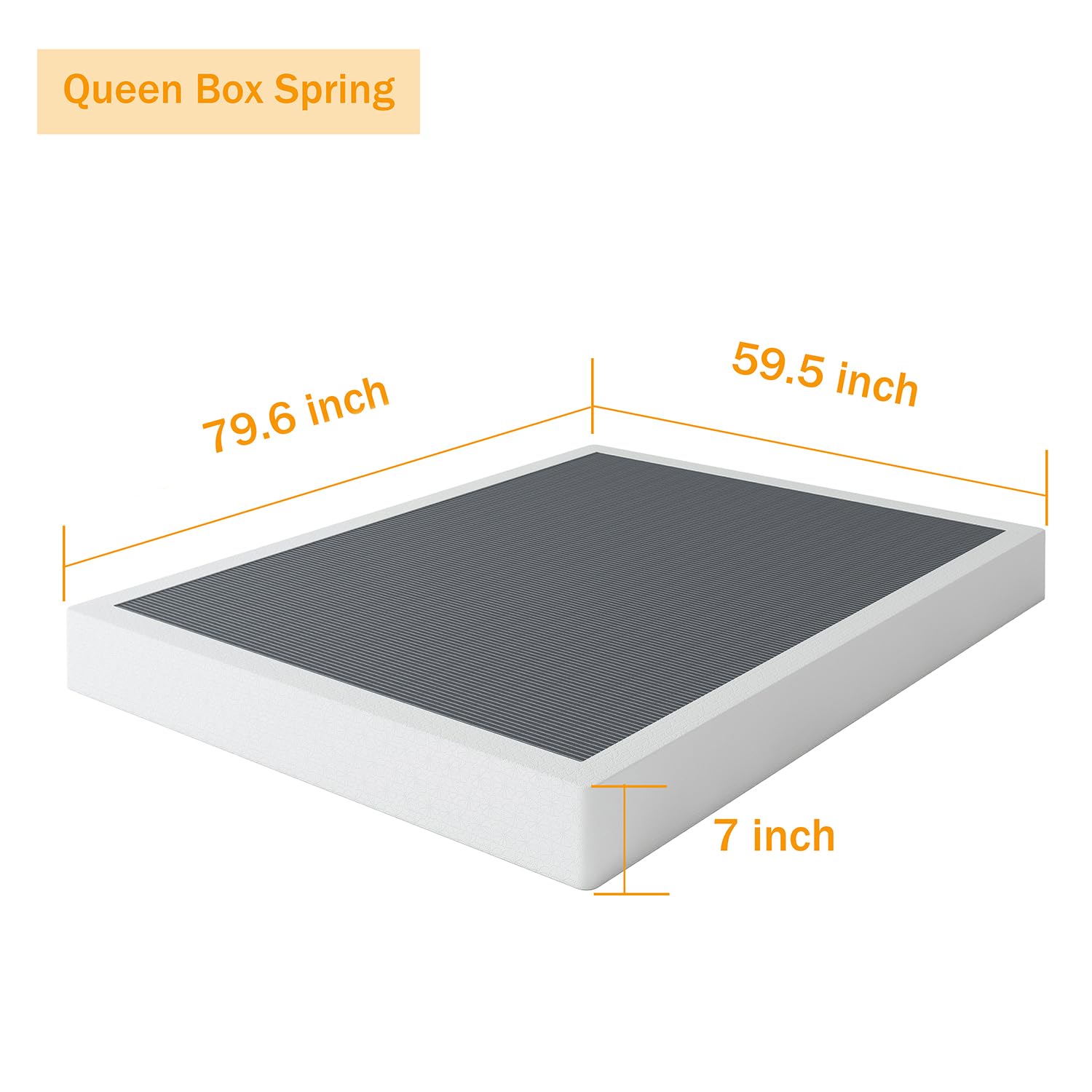 SHLAND Queen-Size-Boxspringbett, 17,8 cm, niedriges Profil, 1360 kg, schwarz, robuste Metallmatratzenfundament mit leicht zu reinigendem Stoffbezug, einfache Montage