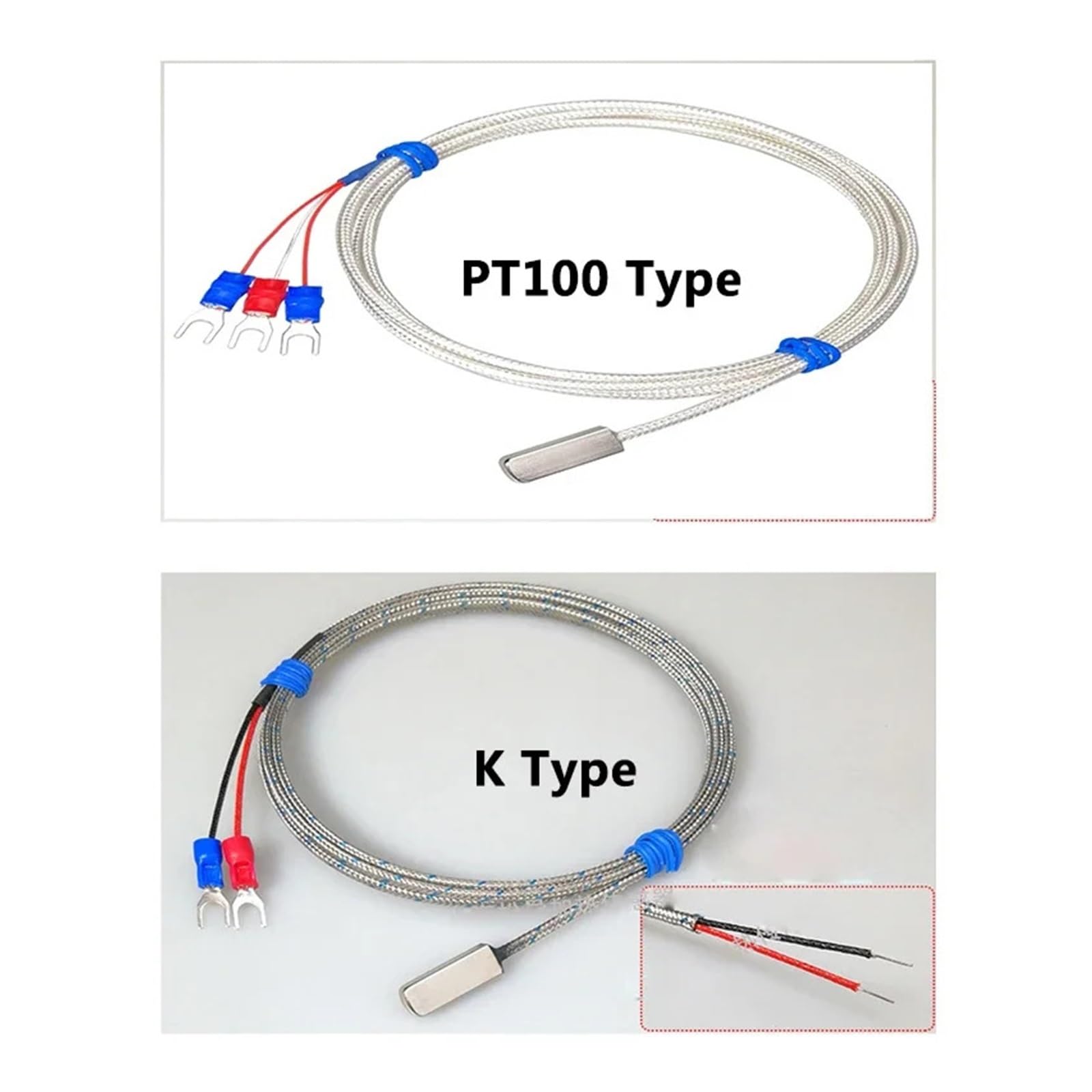 temperaturfühler Edelstahl PT100K Pasted Typ Oberfläche Messung Patch temperatur Sensor 1-20m Abgeschirmtes Kabel 3 Draht thermische Widerstand(K-Type-Cable 5m)