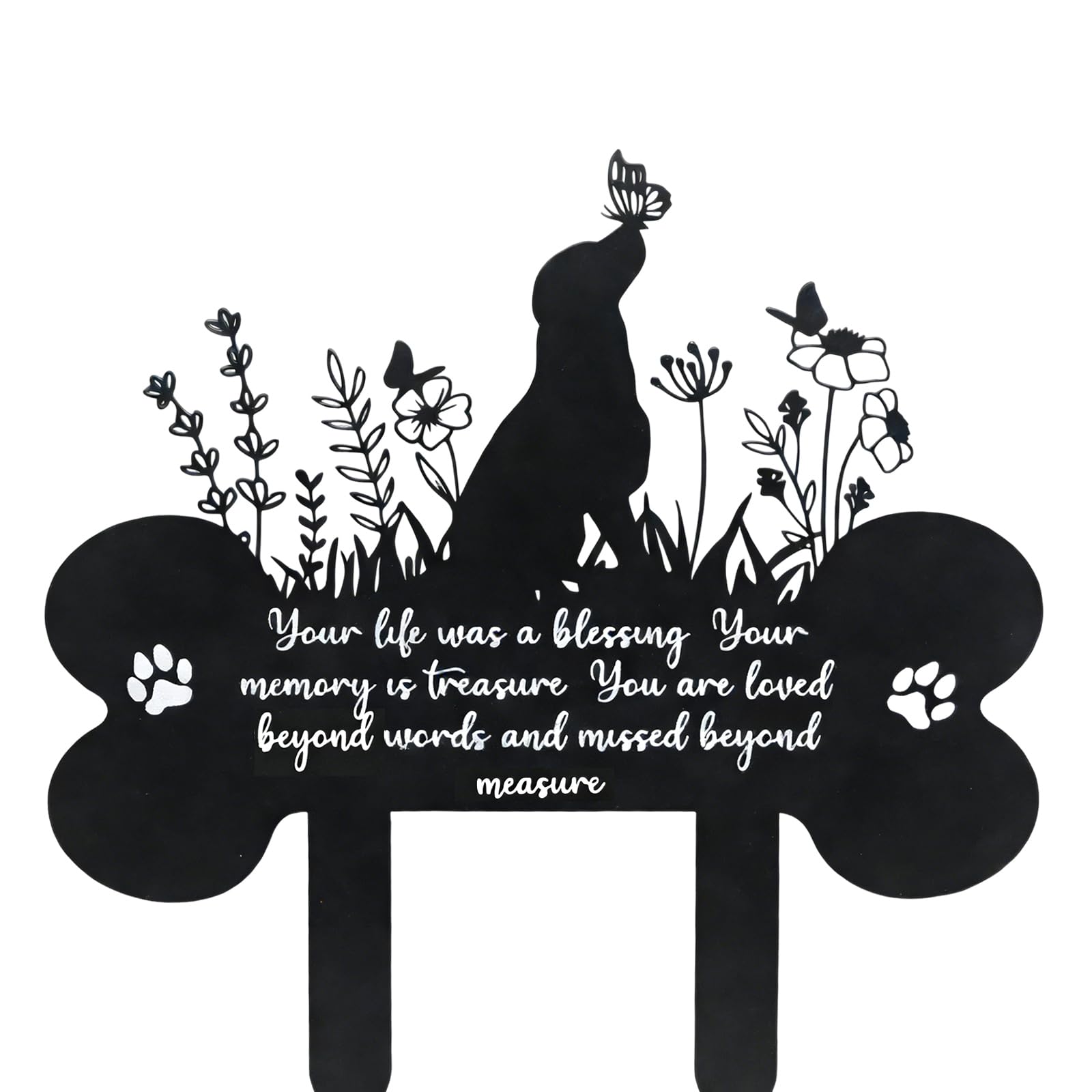 Hoypeyfiy Elegant Dog Memorial Plaque, Thoughtful Cat Tribute, Iron Garden Stake for Outdoor Use, Perfect for Cemeteries, Gardens, and Pet Remembrance (dog 1)