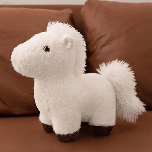 PEACH CAT Animal de peluche de caballo de 8 pulgadas, lindo caballo de peluche suave, juguetes de peluche, regalos para niños, blanco