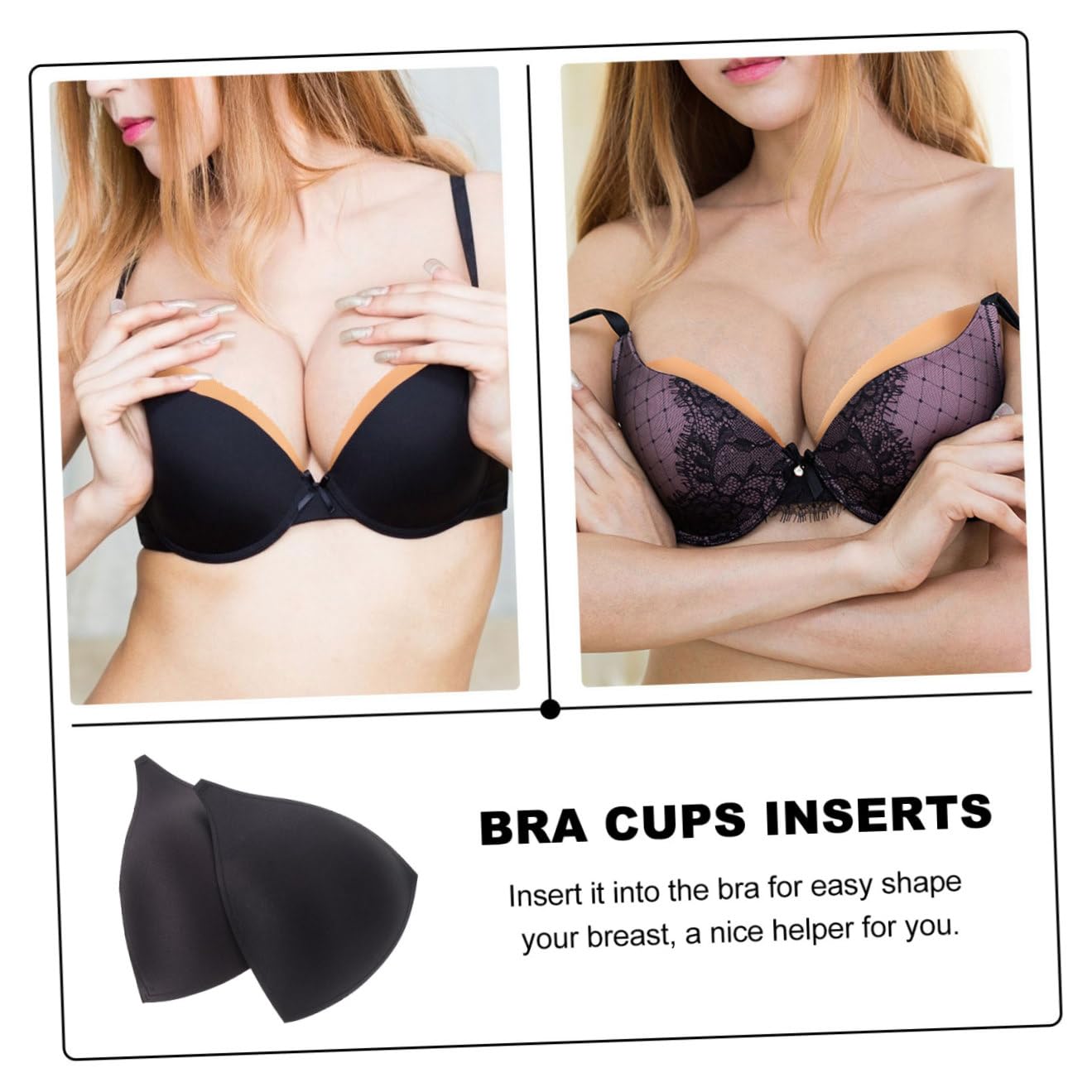 Holibanna Almohadillas De Esponja Inserciones De Copas De Sujetador Inserciones De Traje De Baño Impermeables Relleno De Sujetador Inserto De Esponja De Bikini Algodón Black