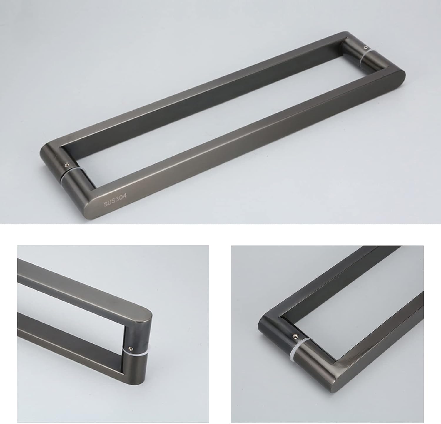 Pull Push Door Handles,17.3 Inch Square Rectangle Shape Sliding Door Handle,SUS304 Stainless Steel Brushed Chrome Finish Push and Pull Glass Door Handle (Size : 440mm)