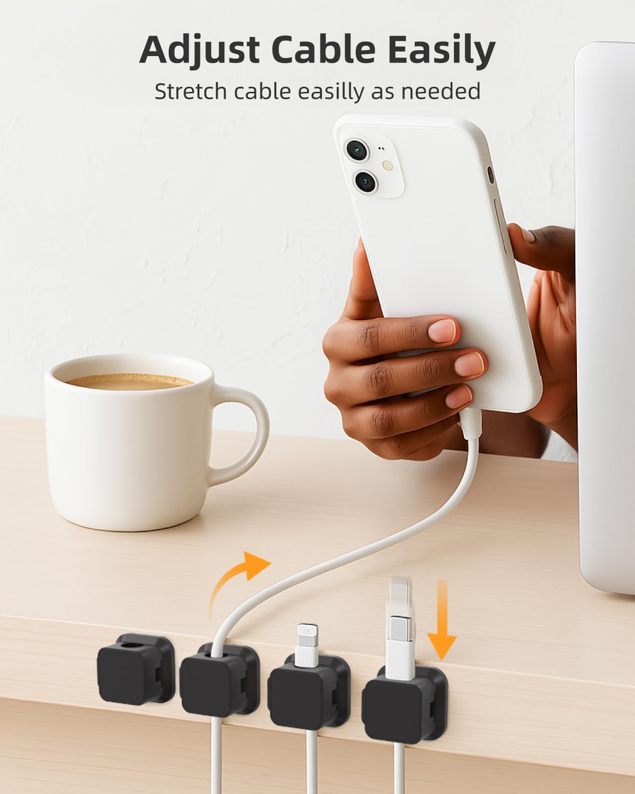 Samton [8 Pack] Cable Tidy Clips, Magnetic Cord Organiser Cable