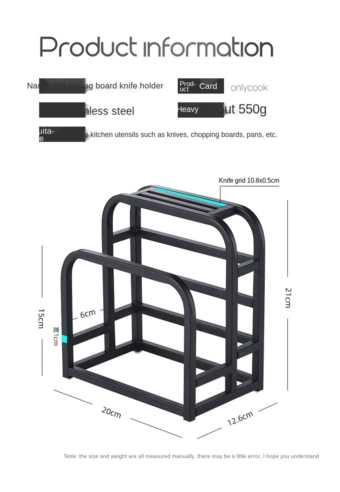 KLKVTGWGZK Stainless Steel Cutting Board Rack, Knife Rack, Cutting Board Rack, Knife Rack, Kitchen Rack, Cutting Board Rack Wall-Mounted Kitchen Rack(Stainless Steel)