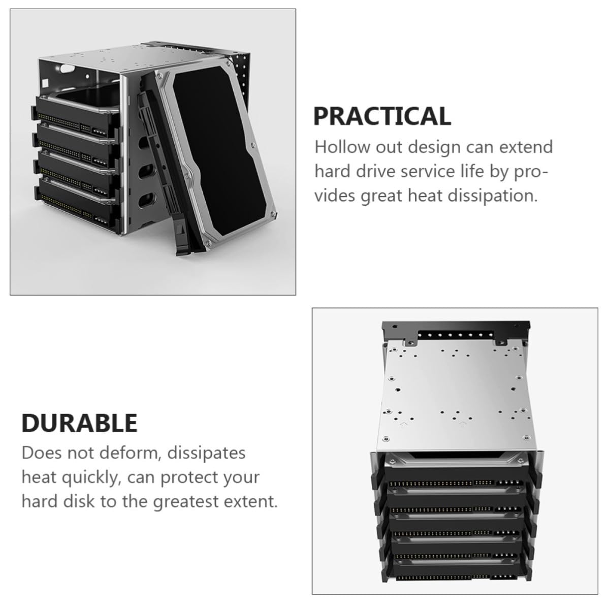 Soporte de Montaje del Disco Duro 3, 5 Pulgadas Acero Inoxidable Jaula de Disco Duro