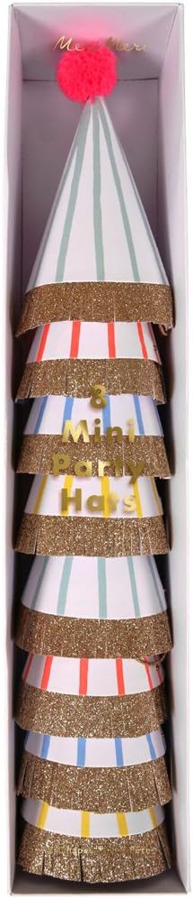 Neon Pastel And Gold Glitter Mini Pom Pom Party Hats