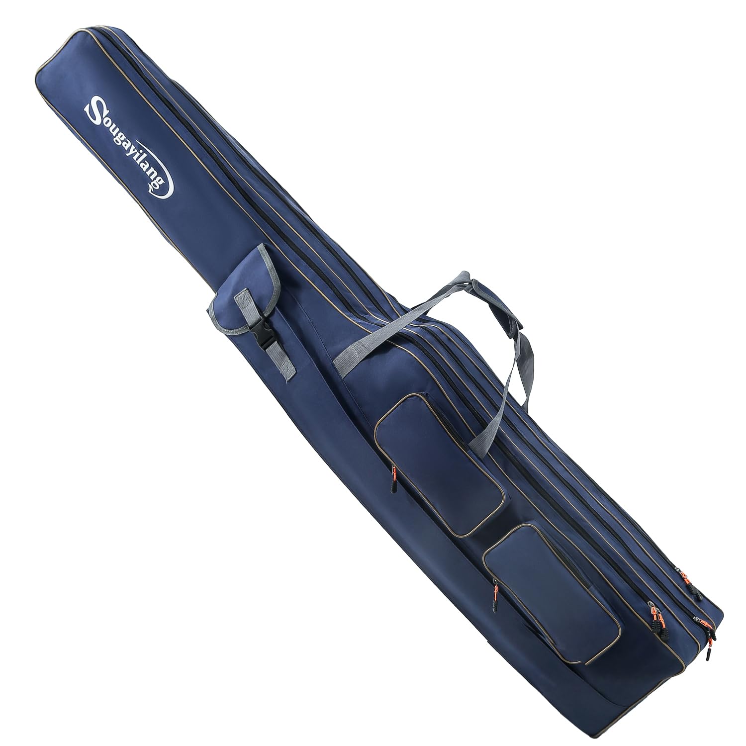 Sougayilang Bolsa plegable portátil para caña de pescar, almacenamiento de aparejos de gran capacidad de 3 capas, 135/165 cm, Azul-165 cm, 165 cm, Práctico