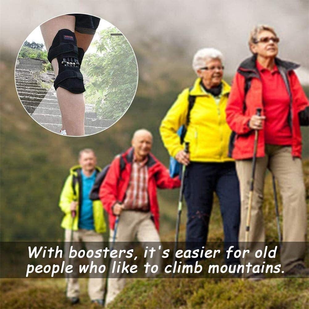 Booster Rodilla, Rodilleras Conjuntos de Asistencia Brace Booster Protección de Rodilla Transpirable con una Potente Fuerza del Muelle de Rebote para Correr Saltar Ciclismo Sentadillas Deportes