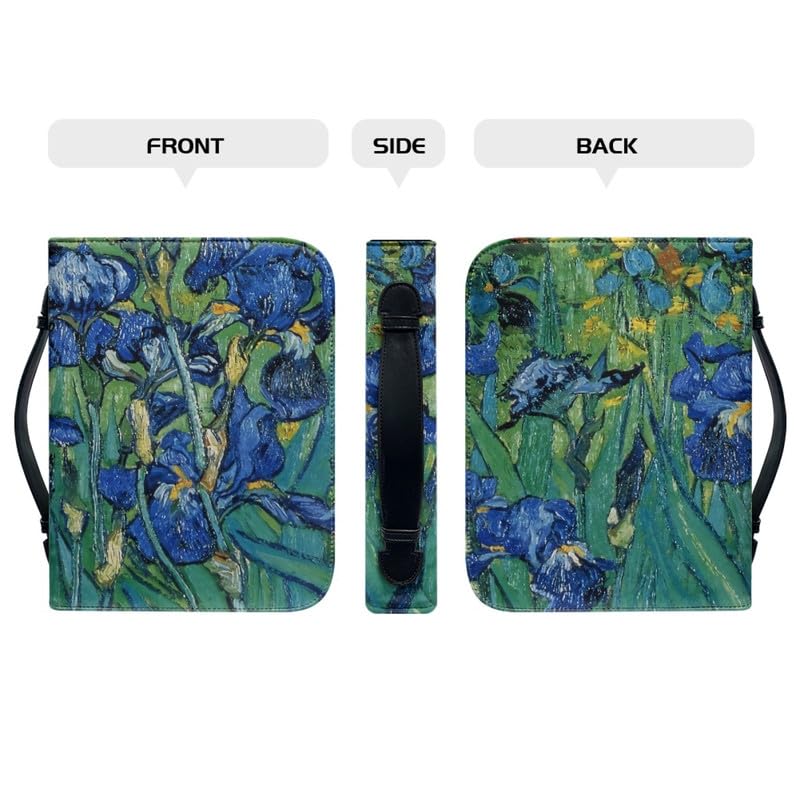 Garronmavis Artistic Irises Zippered Bible Case for Women & Men - Van Gogh Bible Carrier - Impressionism Painting Holder Bag - M - Image 4