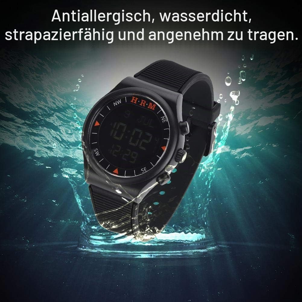 Moderne Sport-Armbanduhr, antiallergisch, wasserdicht, Azan, muslimische Uhr, weltweit, Gebetszeit, Kompass, Alarm, Schwarz