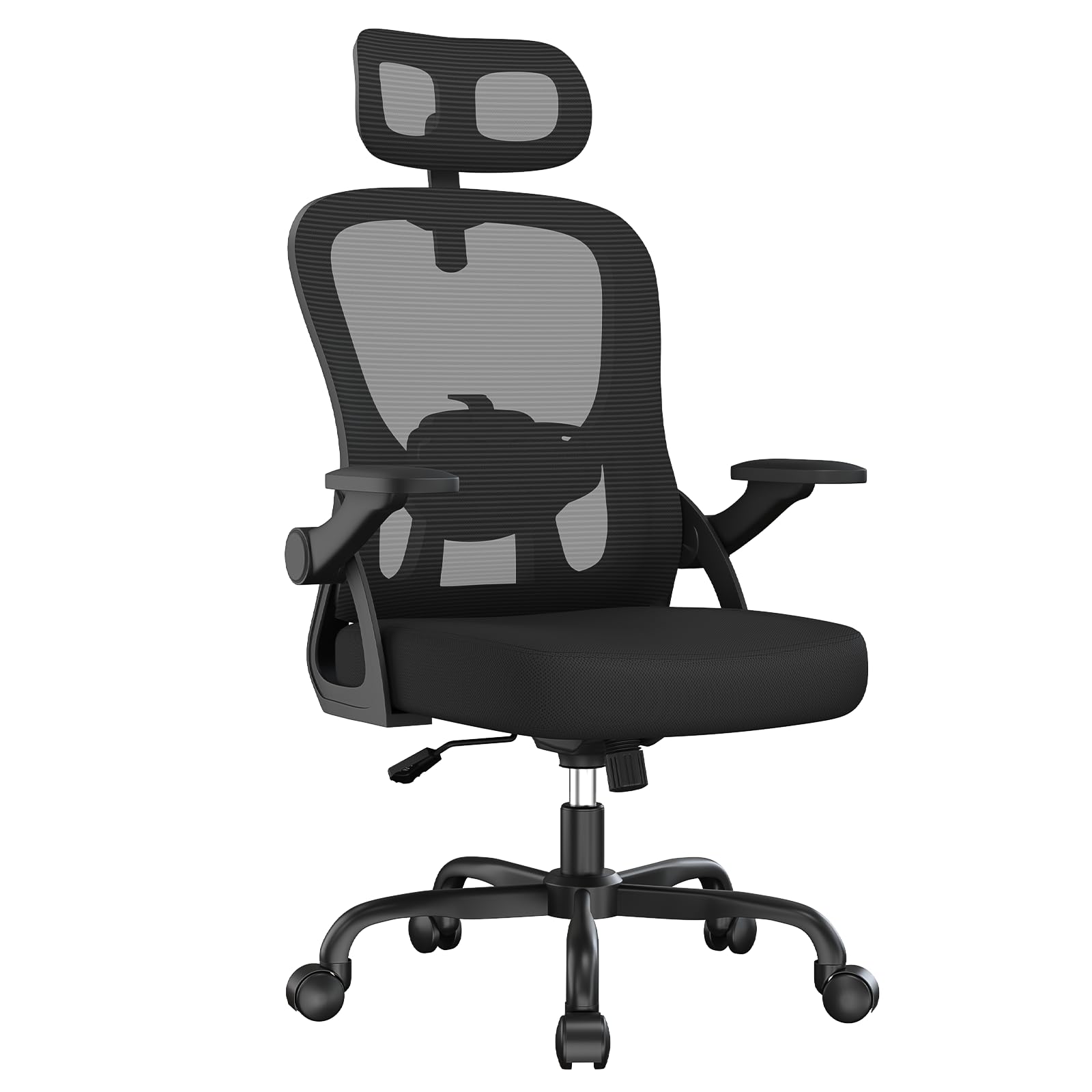 rattantree Silla Escritorio Ergonómica con Ajustable Respaldo| Negro| | Silla de Oficina con Respaldo Malla Transpirable | Altura Regulable | Reposacabezas| Adecuado Oficina y Hogar| 110kg