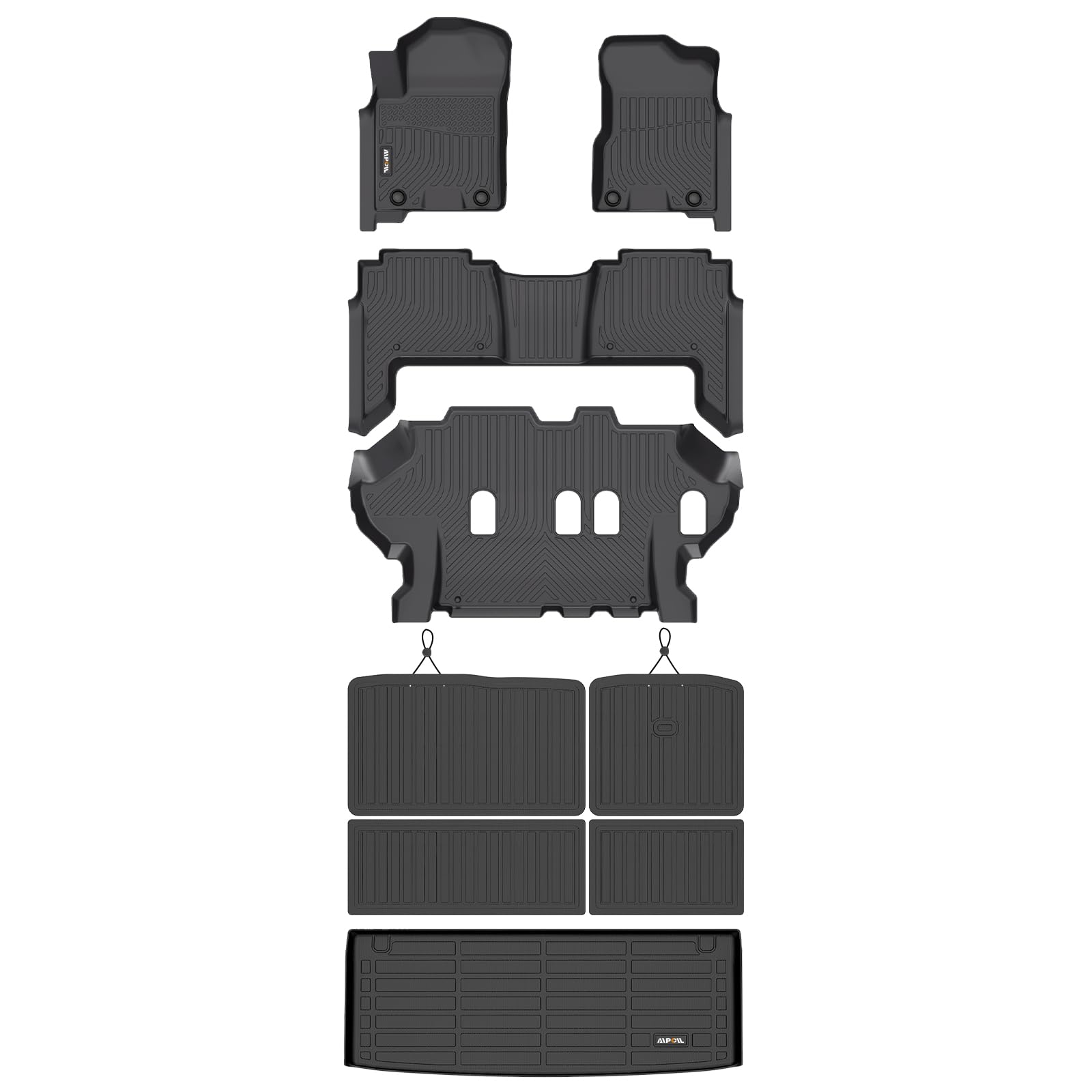 AIPOIL® Floor Floor Mats & Cargo Liner & Seatback Cargo Set for 2019-2024 Nissan Armada & Infiniti QX80 (8 Seats, Not Fit 7 Seats) All Weather TPE Car Full Set Floor Liners Custom Accessories - Black SIMILAR NOT EXACT ITEM