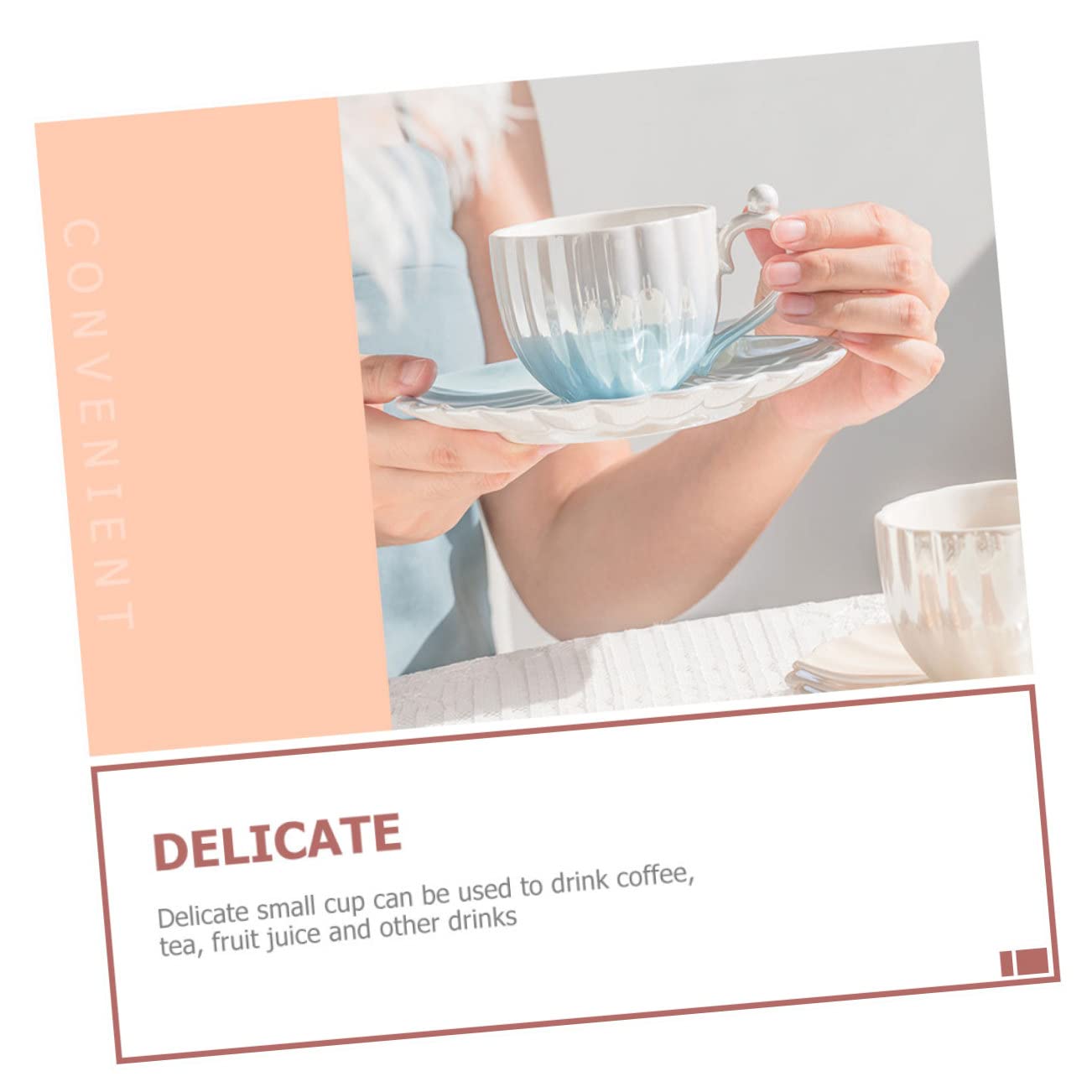 Set Tazzine da Caffè in Porcellana 300 Ml Piattino, Tazza da Tè per Casa, Design Raffinato, Set 1 Pezzo