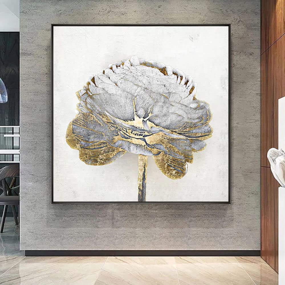 Peinture à l'huile sur toile pour habiller un grand mur blanc abstrait or 3D
