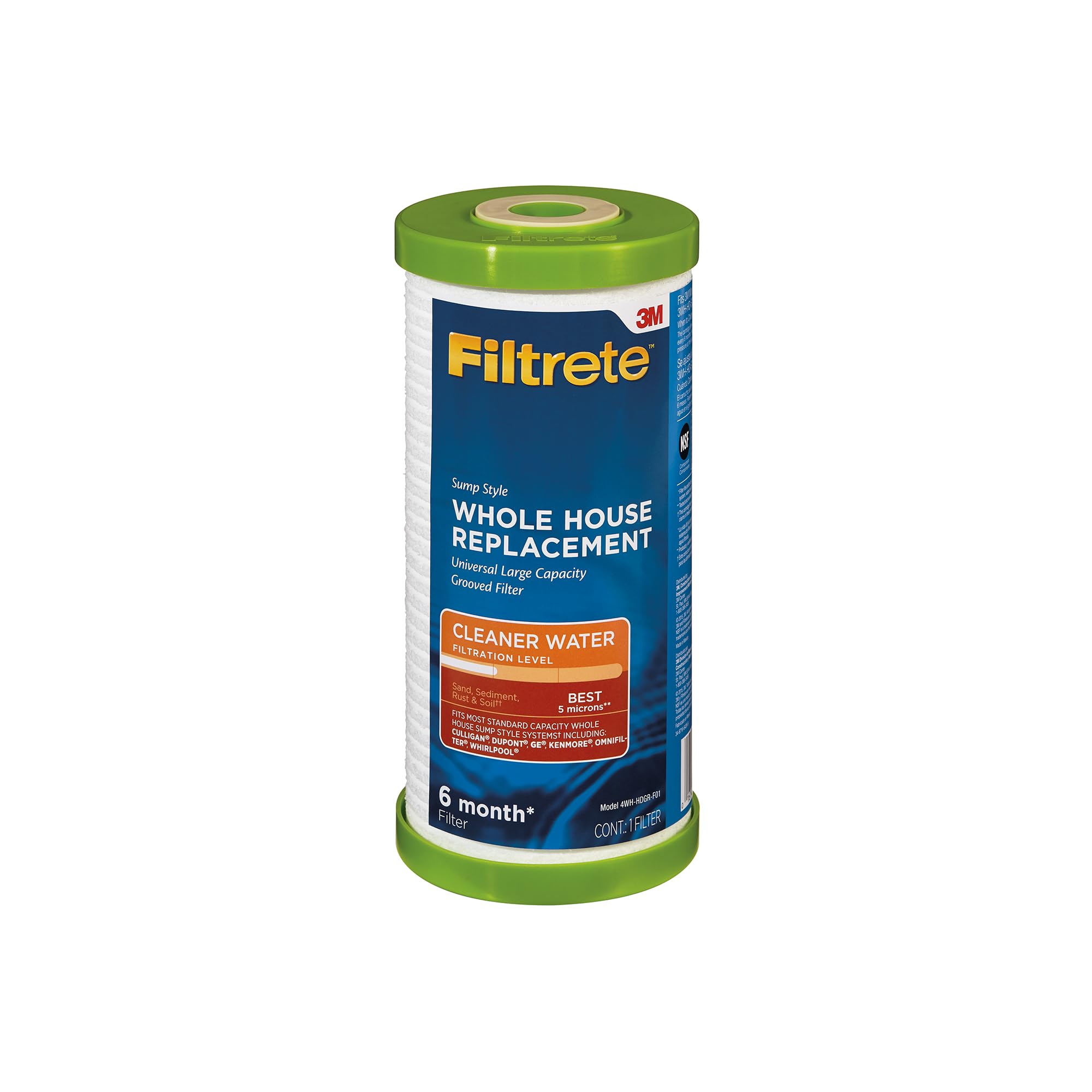 Filtrete Large Capacity Whole House Grooved Replacement Water Filter 4WH-HDGR-F01, 1-Pack, for use with 3WH-HD-S01 System