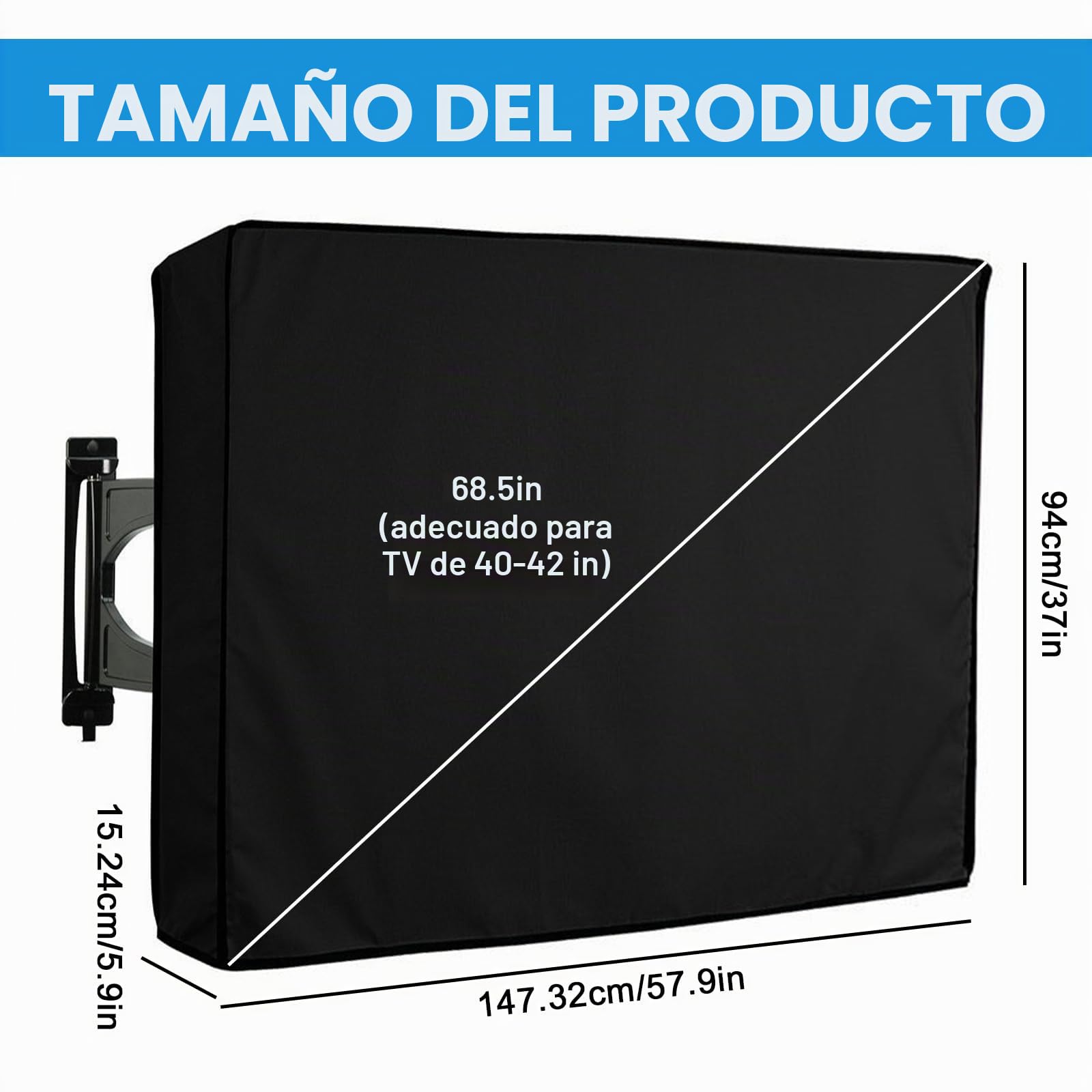 Funda para TV al aire libre, 40 – 42 pulgadas, protector de pantalla, cubierta de TV para exteriores, protección contra el polvo de la TV 210 Oxford, revestimiento de PVC resistente, resistente a la