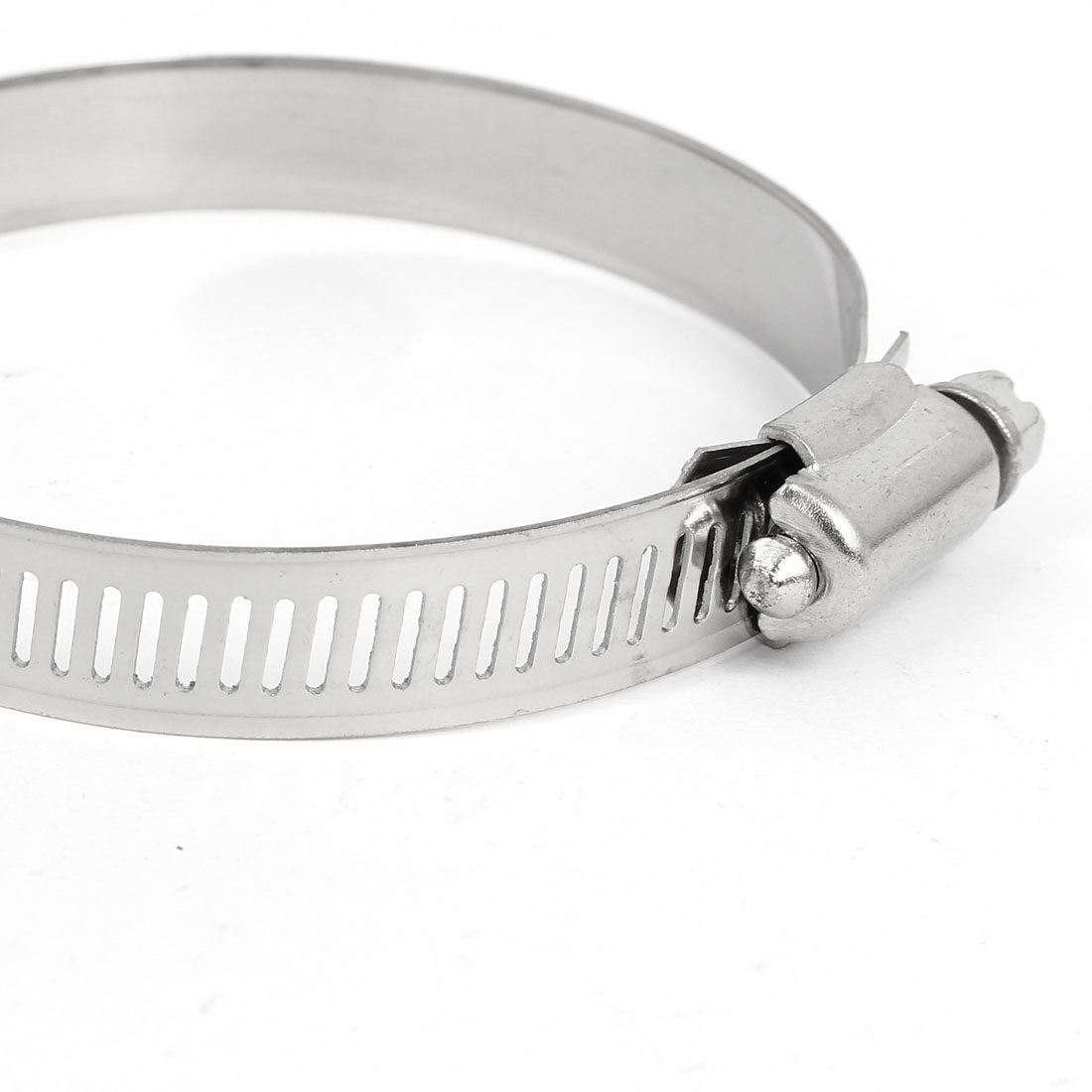 Aexit Metal Adjustable Clamps Cable Tight Worm Gear Hose Clamp Silver Tone Strap Clamps 52-76mm 2pcs