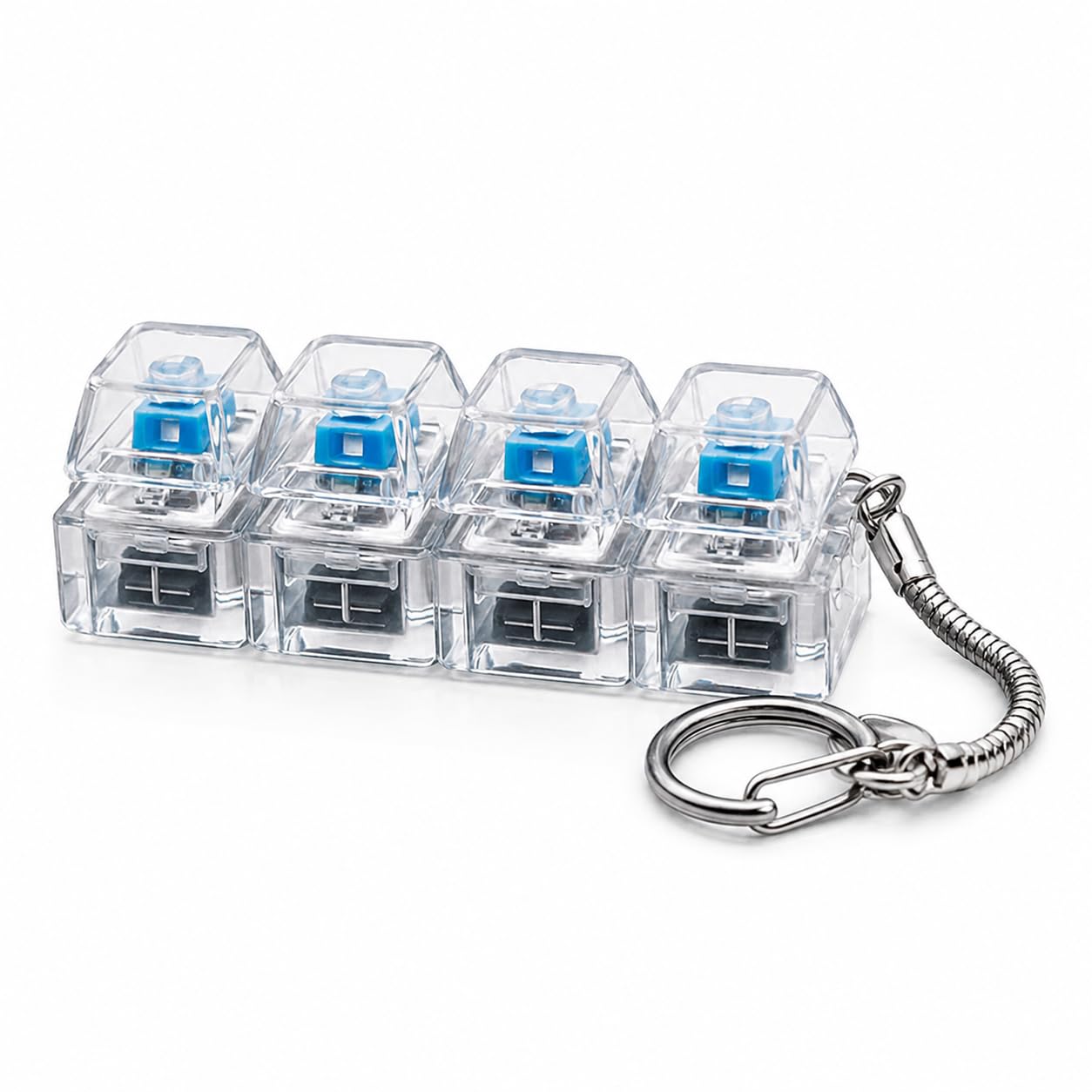 Transparent Mechanical Keyboard Switch Fidget Keychain 4 Tactile Click Switches Portable Stress Relief Clicker Toy Keyring for Office Desk Gaming Study Focus Pocket Carry-image-44