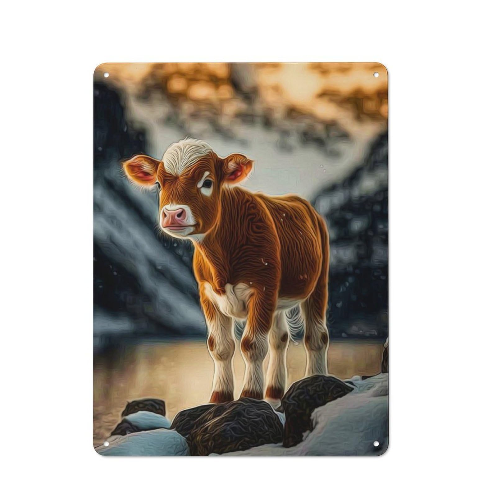 Junmoney Cow Vintage Metal Wall Sign 40X30cm For Studio Or Craft Room, For Vintage Wall Decor Fans, For Metal Sign Collectors