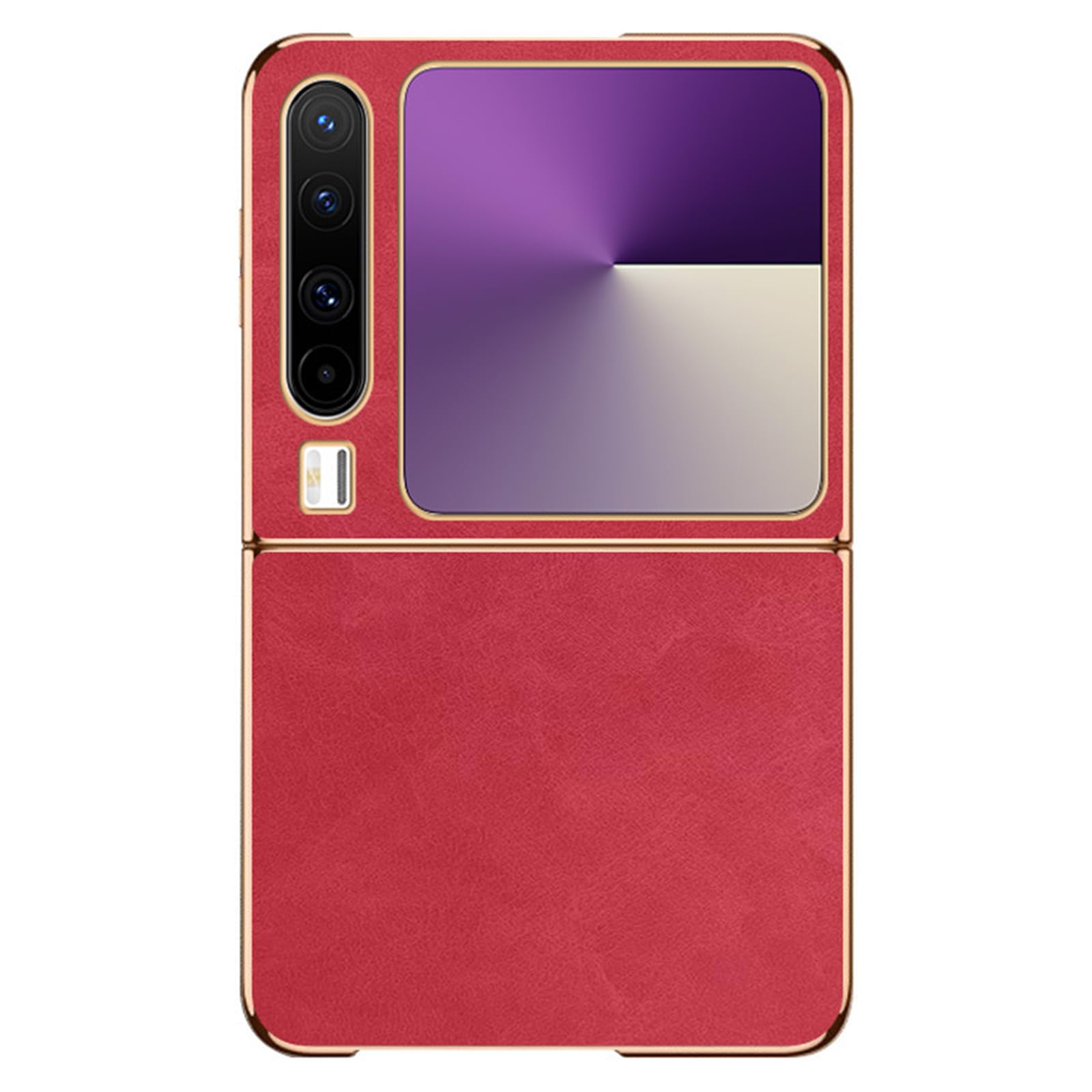 Ultra Mince Coque pour Huawei Pura X, Galvanoplastie Antichoc Etui Luxe Léger Minimaliste Cuir Housse,Rouge,PuraX