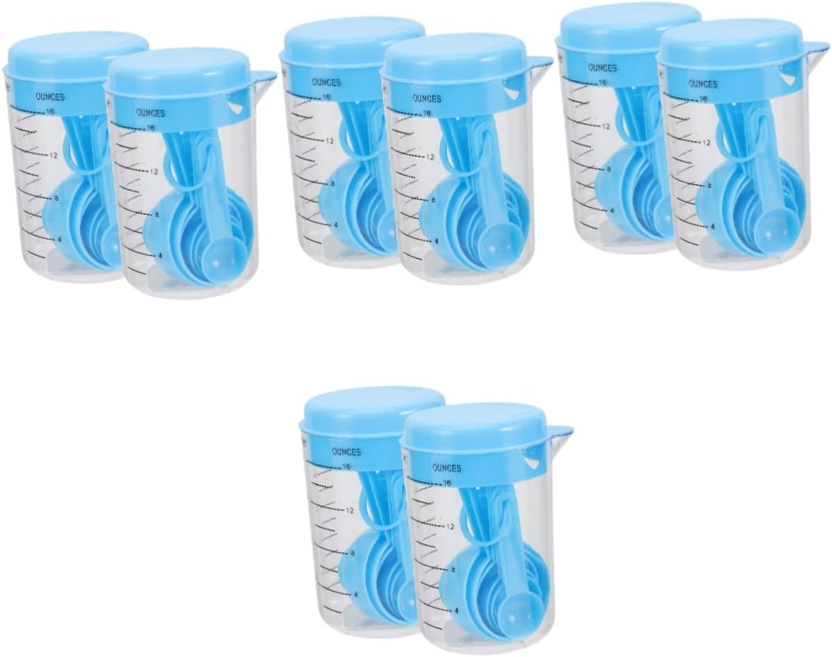 8 Sets Measure Spoon Portable Measuring Spoon Tea Spoon Mini Cupcake Liner Baking Supply Transparent Scale Measuring Cups Small Measuring Spoons Paper Cup Coffee Plastic re-usable