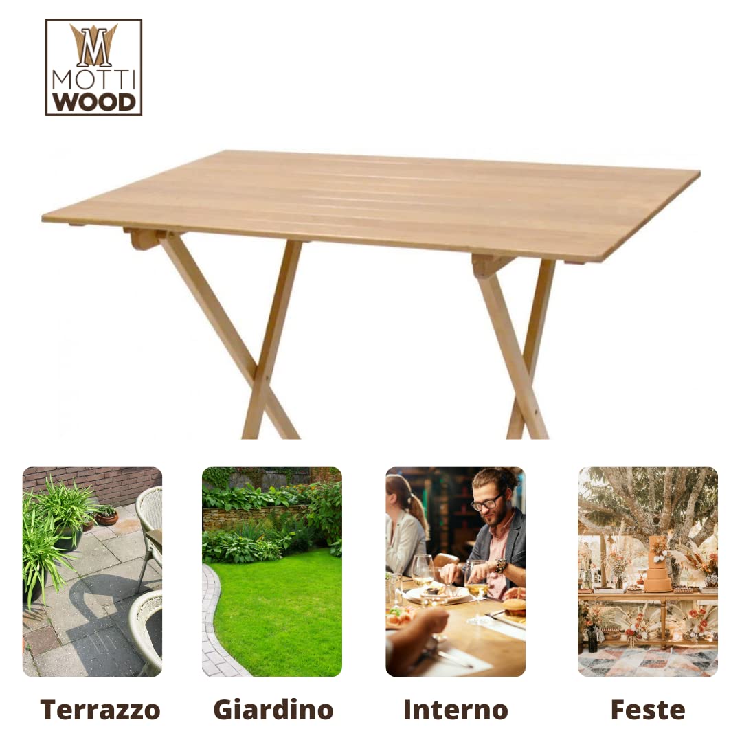 Mottiwood Table pliante, table pliable, peu encombrante, 80 x 60 x 75 cm, bois hêtre, intérieur et extérieur