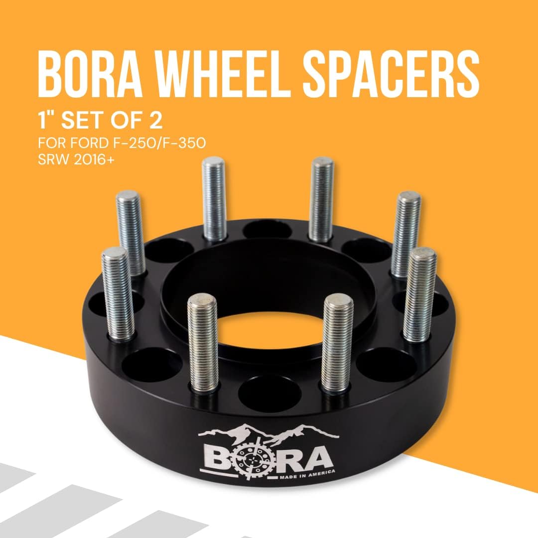 Motorsport-Tech - Bora Wheel Spacers - [1.00”] - for Ford F-250 / F-350 SRW 2016+ - 8x170 Hub Centric Wheel Spacer - 124.9 mm Center Bore - M14x1.5 Studs - Anodized Aluminum - Made in USA - Set of 2