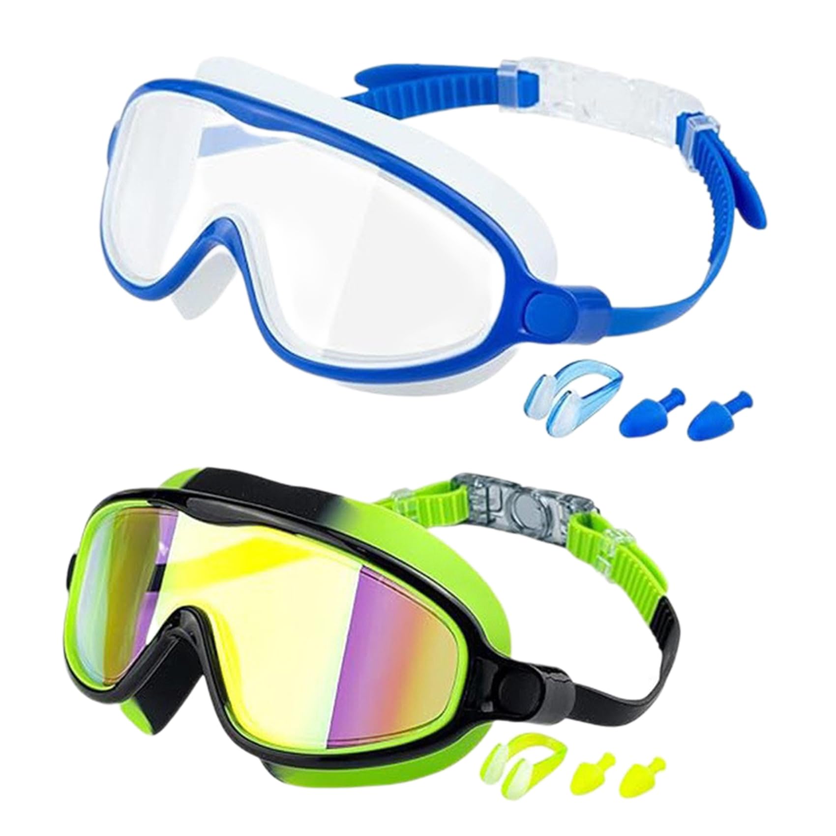Swimbi Splsh Vision Occhialini Blumi Baby Splashyeyes per bambini, anti-appannamento e UV, occhialini da nuoto con tappi per le orecchie e clip per il naso, maschera da nuoto per bambini dai 3 ai 14