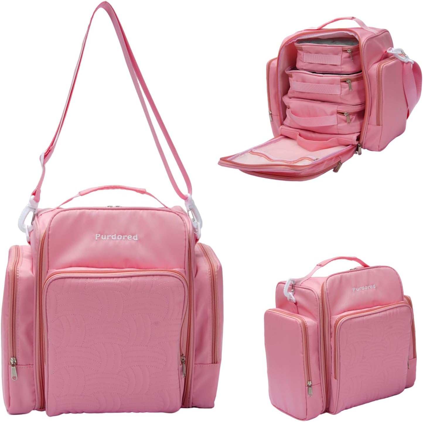 Multifunctional Travel Toiletry Bag With Jewelry Organizer,Portable Hanging Storage Bag With 4 Compartments,Large Capacity Makeup Case For Skincare & Bathroom Essentials (Pink)